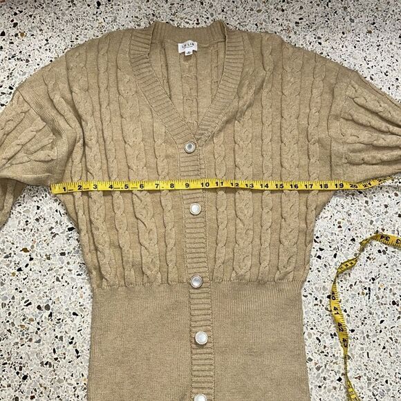 Le Lis Give Me the Tea button front sweater dress pearl medium m tan - Picture 8 of 10